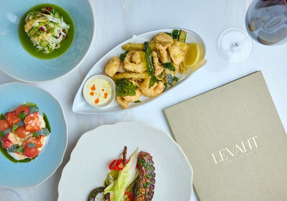 Variety of plates o table with Levant menu