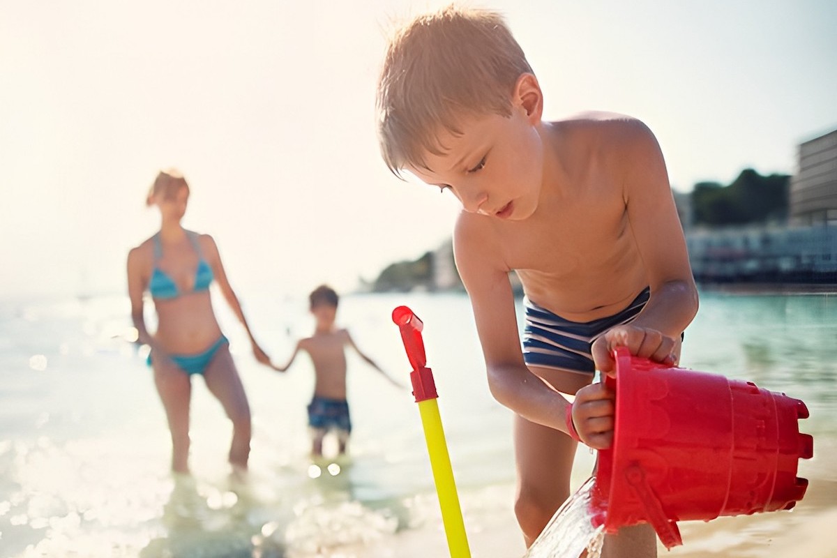Kids playing on beach