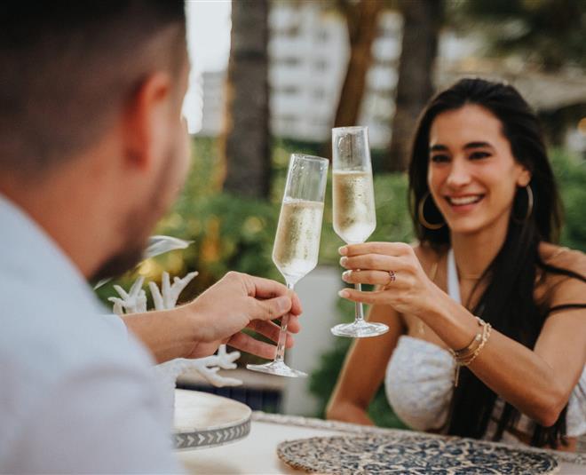 Couple giving cheers