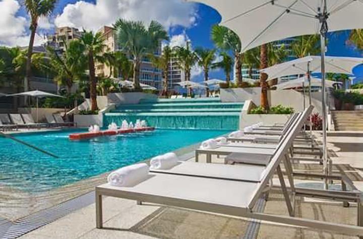 A pool at the hotel