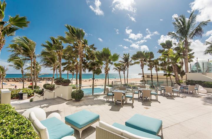 A lounge area by the pool