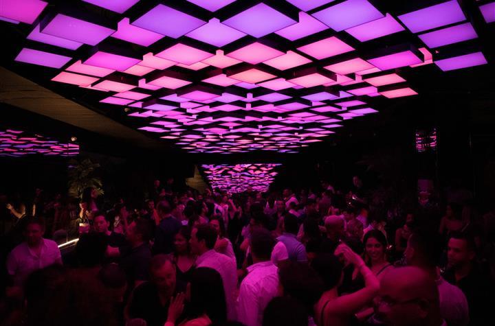 A night club with purple lights