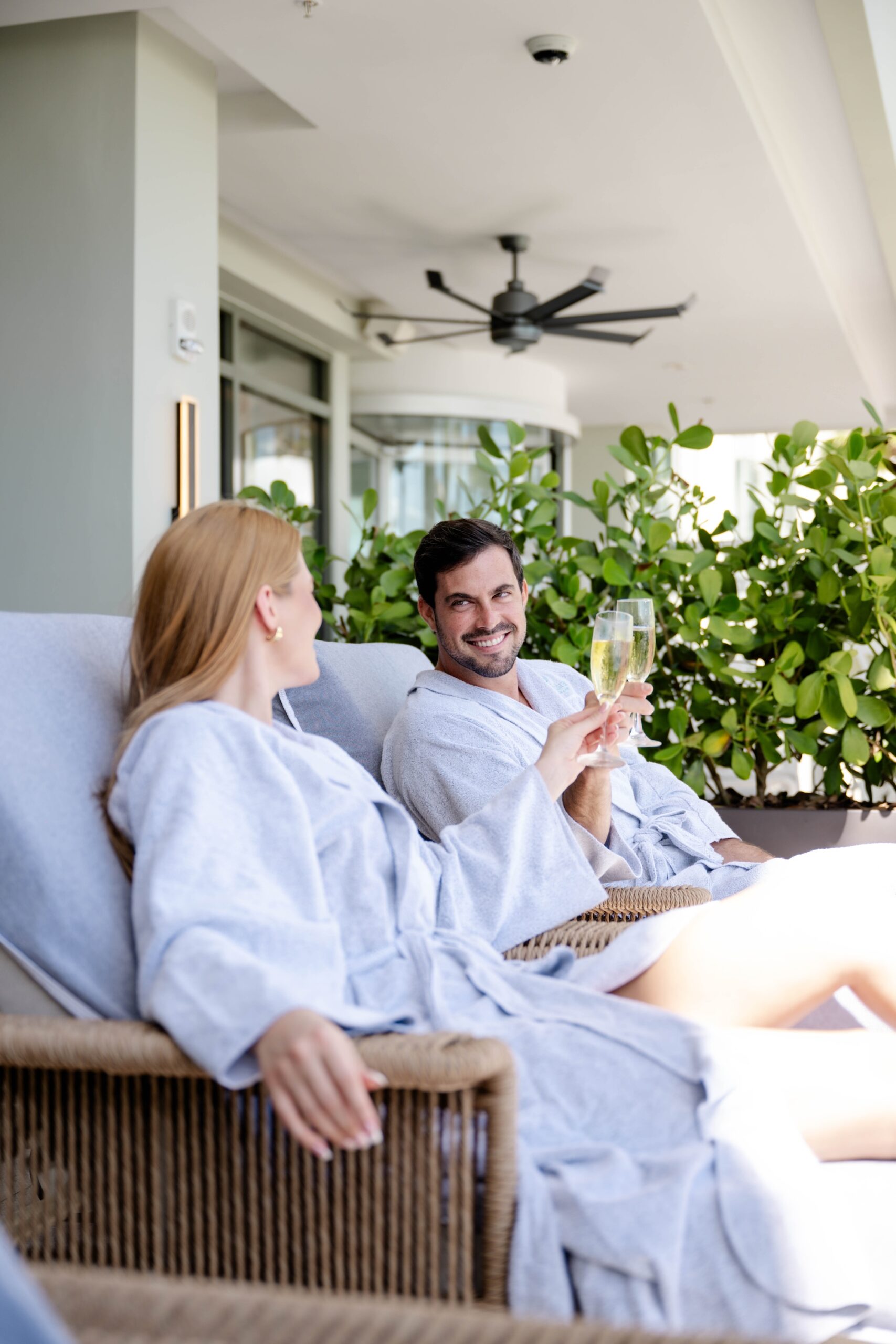 couple in spa terrace 