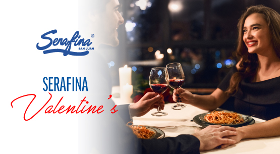 Serafina Valentine's Dinner - couple with wine glasses at dinner