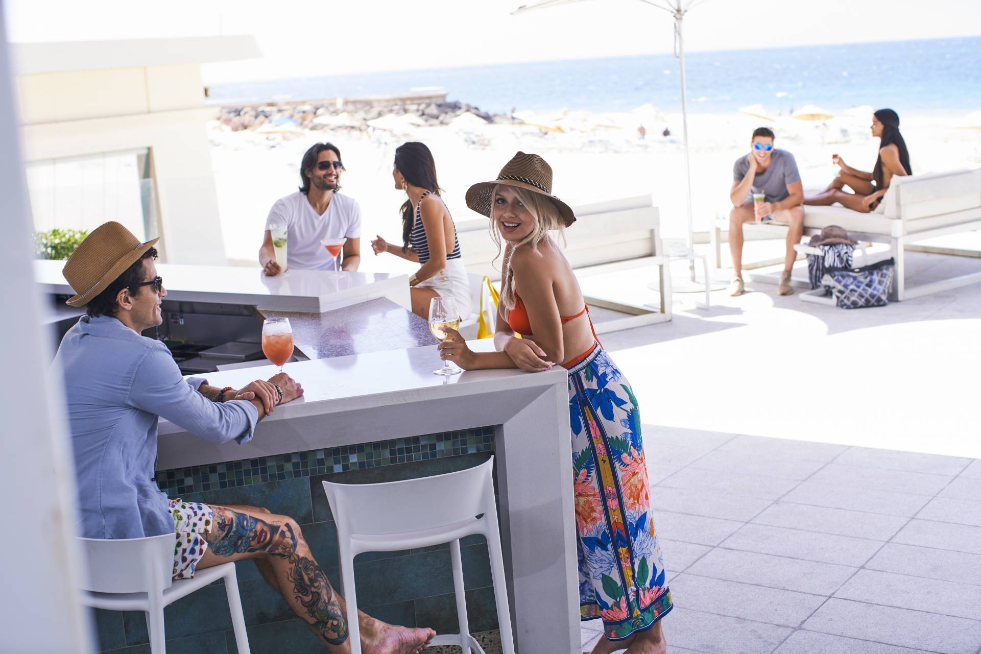 Girls drinking Rosé at Marena Bar