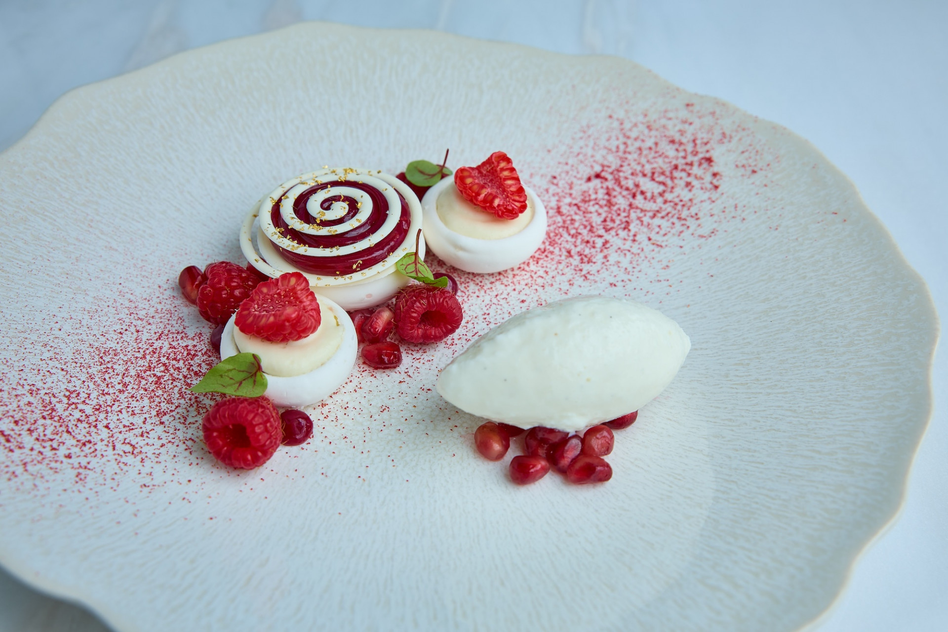 dessert plate with berries at levant restaurant